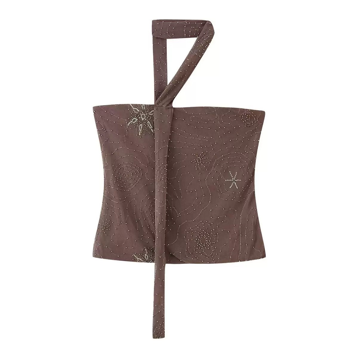 Brown Beaded Top