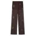 Brown Beaded Sequin Pants