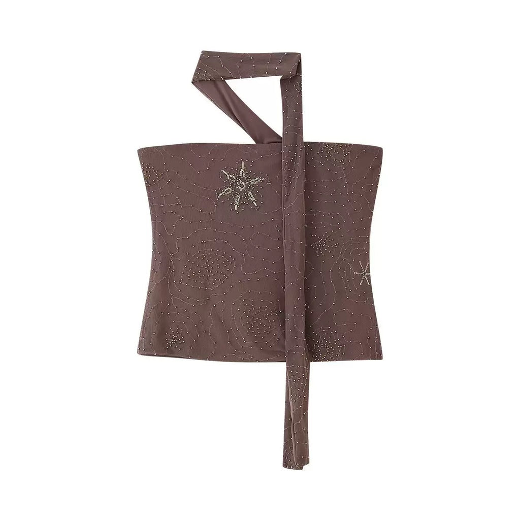 Brown Beaded Top